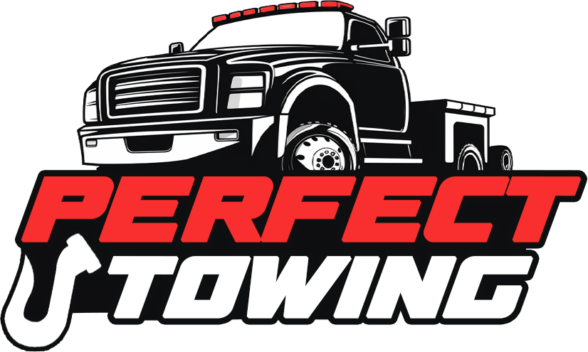 Perfect Towing Logo Red and White Truck